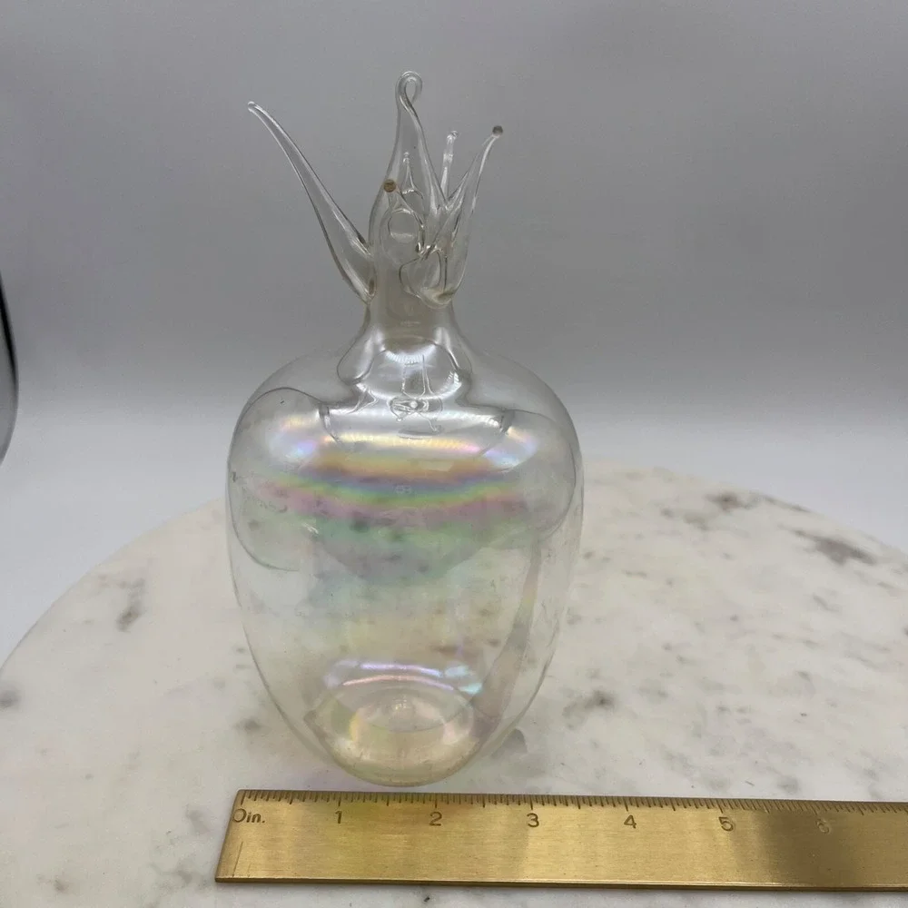 Set of 2‎ Vintage Hand Blown Iridecent Pineapple Ornaments